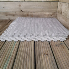 16 Piece Grey Wood Effect EVA Foam Floor Protective Tiles / Mats 60x60cm Each Set For Gyms, Kitchens, Garages, Camping, Kids Play, Set Covers 5.76 sqm