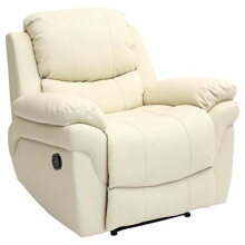(Cream) Madison Bonded Leather Recliner Armchair Sofa Home Lounge Chair Reclining Gaming