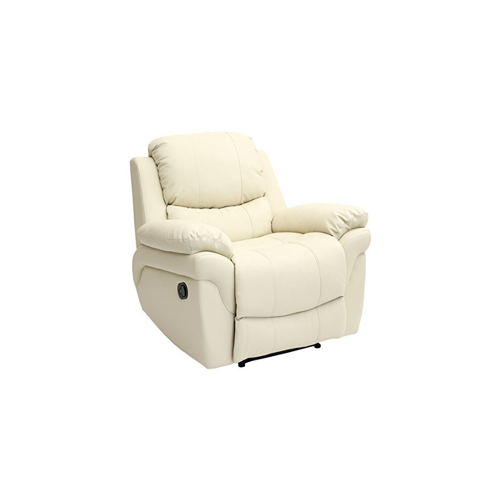 More4homes (Cream) Madison Bonded Leather Recliner Armchair Sofa Home Lounge Chair Reclining Gaming