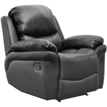 (Black) Madison Bonded Leather Recliner Armchair Sofa Home Lounge Chair Reclining Gaming