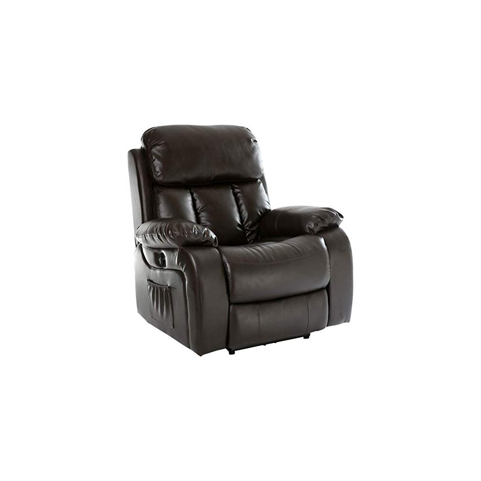 (Cream) Chester Electric Heated Massage Recliner Bonded Leather Chair Sofa Gaming Home Armchair