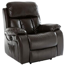 (Brown) Chester Electric Heated Massage Recliner Bonded Leather Chair Sofa Gaming Home Armchair