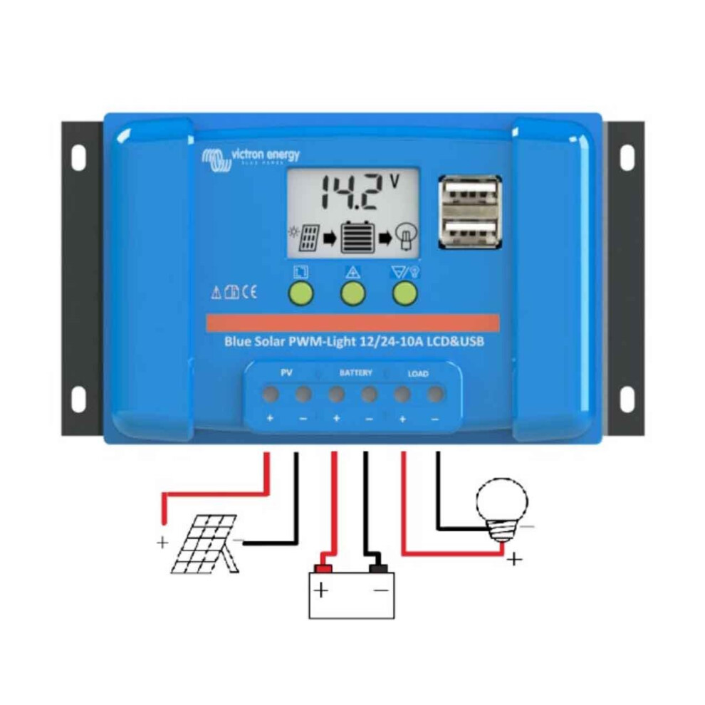 Victron Energy Victron Bluesolar Pwm Charge Controller 12/24V 10A Lcd With Usb Light