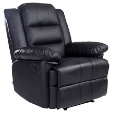 (Black) Loxley Bonded Leather Recliner Armchair Sofa Home Lounge Chair Reclining Gaming