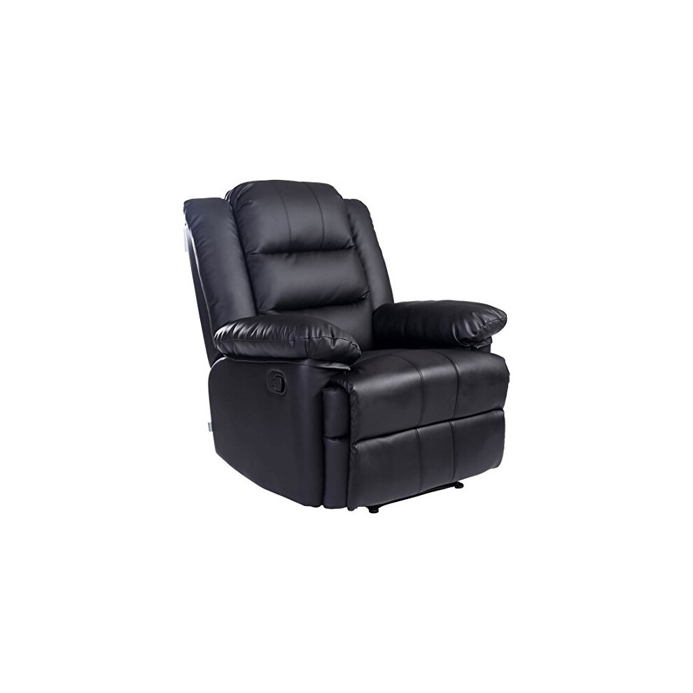 (Black) Loxley Bonded Leather Recliner Armchair Sofa Home Lounge Chair Reclining Gaming