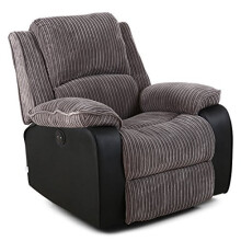 (Grey) Postana Jumbo Cord Fabric Power Recliner Armchair Electric Sofa Reclining Chair