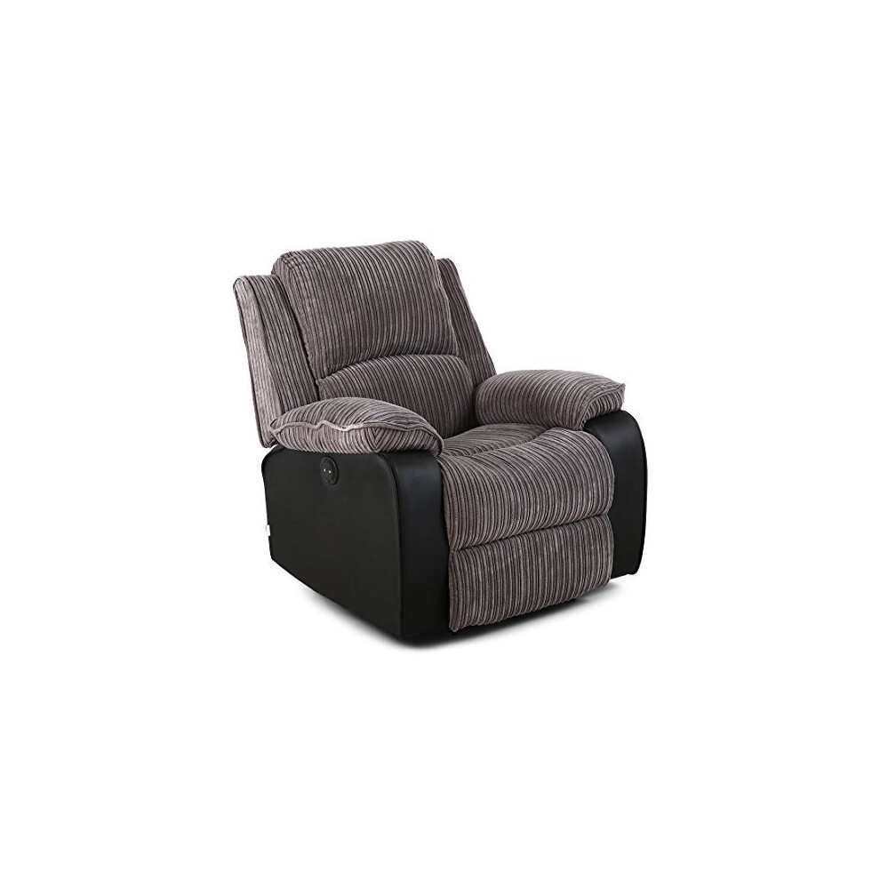 More4homes (Grey) Postana Jumbo Cord Fabric Power Recliner Armchair Electric Sofa Reclining Chair