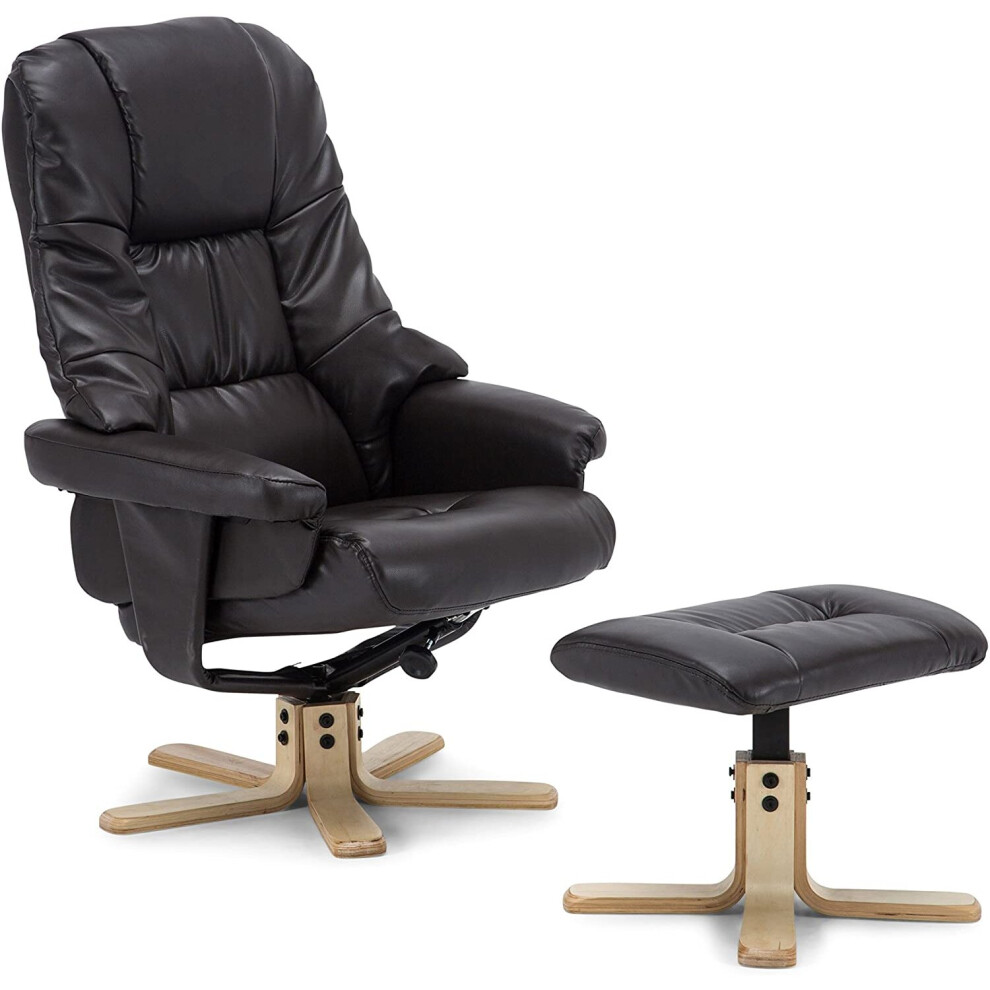 More4homes (Brown) Sorento Bonded Leather Swivel Recliner Armchair Chair With Foot Stool Brown