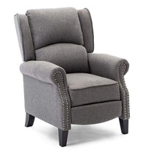 (Grey) More4Homes Charlotte Modern Fabric Pushback Recliner Armchair Sofa Accent Chair Reclining