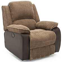 (Brown) Postana Jumbo Cord Fabric Power Recliner Armchair Electric Sofa Reclining Chair