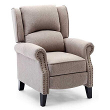 (Pumice) More4Homes Charlotte Modern Fabric Pushback Recliner Armchair Sofa Accent Chair Reclining