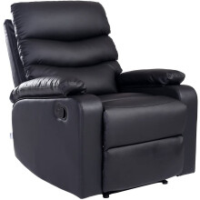 (Black) Ashby Bonded Leather Recliner Armchair Sofa Chair Reclining Home Lounge
