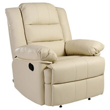 (Cream) Loxley Bonded Leather Recliner Armchair Sofa Home Lounge Chair Reclining Gaming