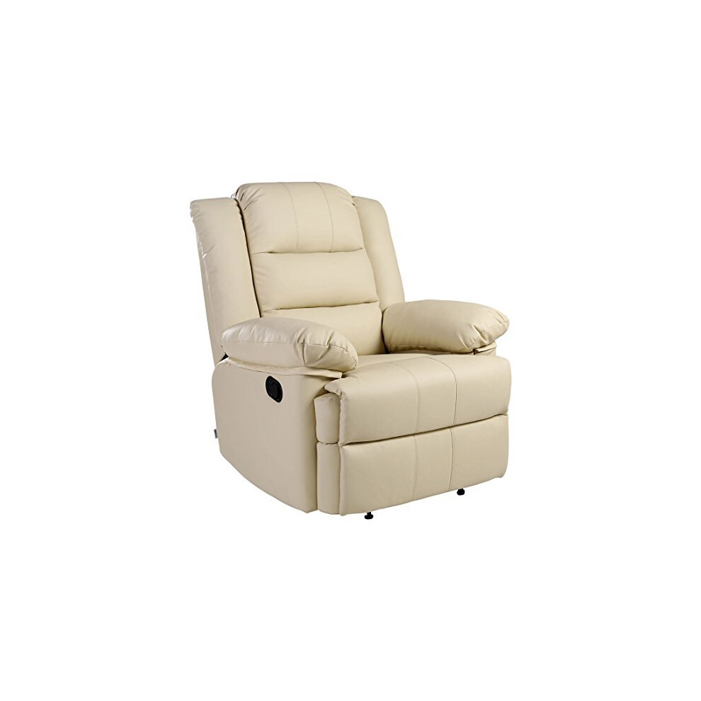 More4homes (Cream) Loxley Bonded Leather Recliner Armchair Sofa Home Lounge Chair Reclining Gaming Cream