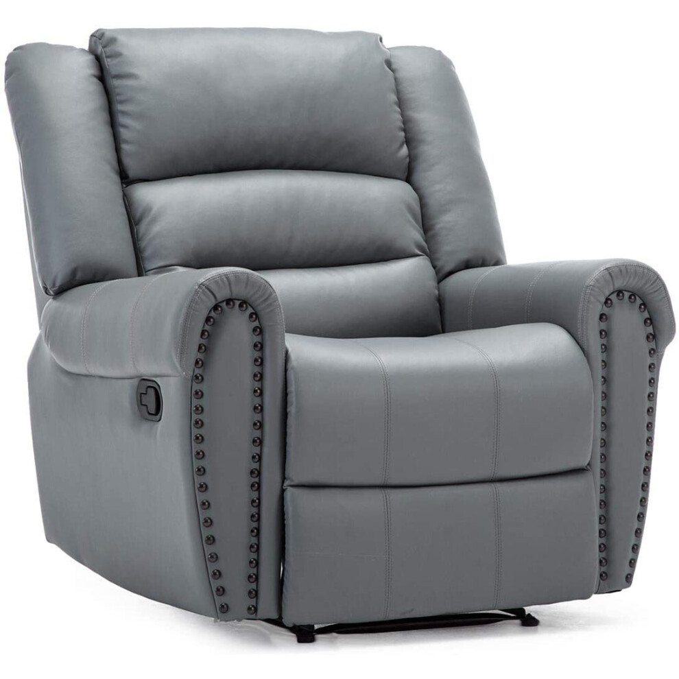 Denver Bonded Leather Manual Recliner Stud Sofa Home Lounge Chair