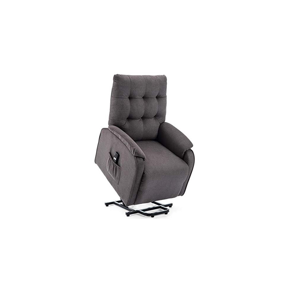 (Charcoal) Charlbury Fabric Rise Recliner Armchair Electric Lift Riser Chair