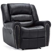(Black) Denver Bonded Leather Recliner Armchair W Stud Sofa Home Lounge Chair Reclining