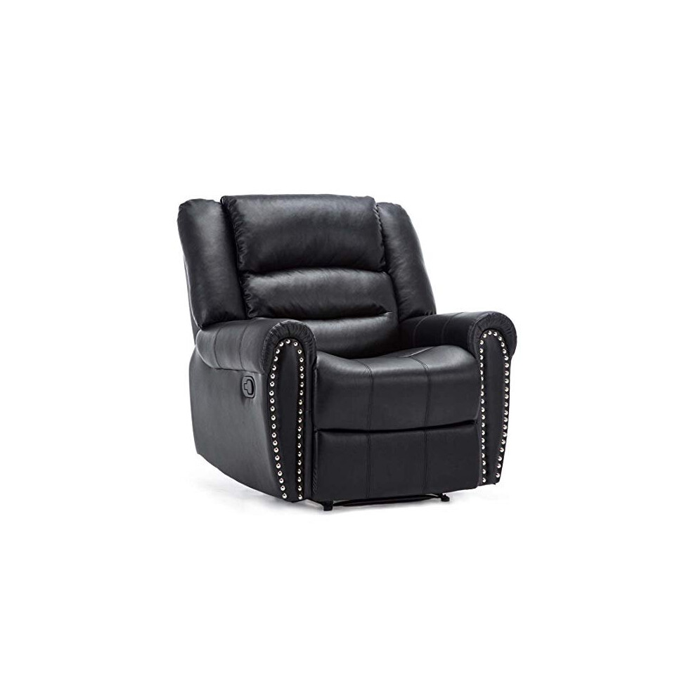 Denver Bonded Leather Manual Recliner Stud Sofa Home Lounge Chair