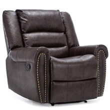 (Brown) Denver Bonded Leather Recliner Armchair W Stud Sofa Home Lounge Chair Reclining