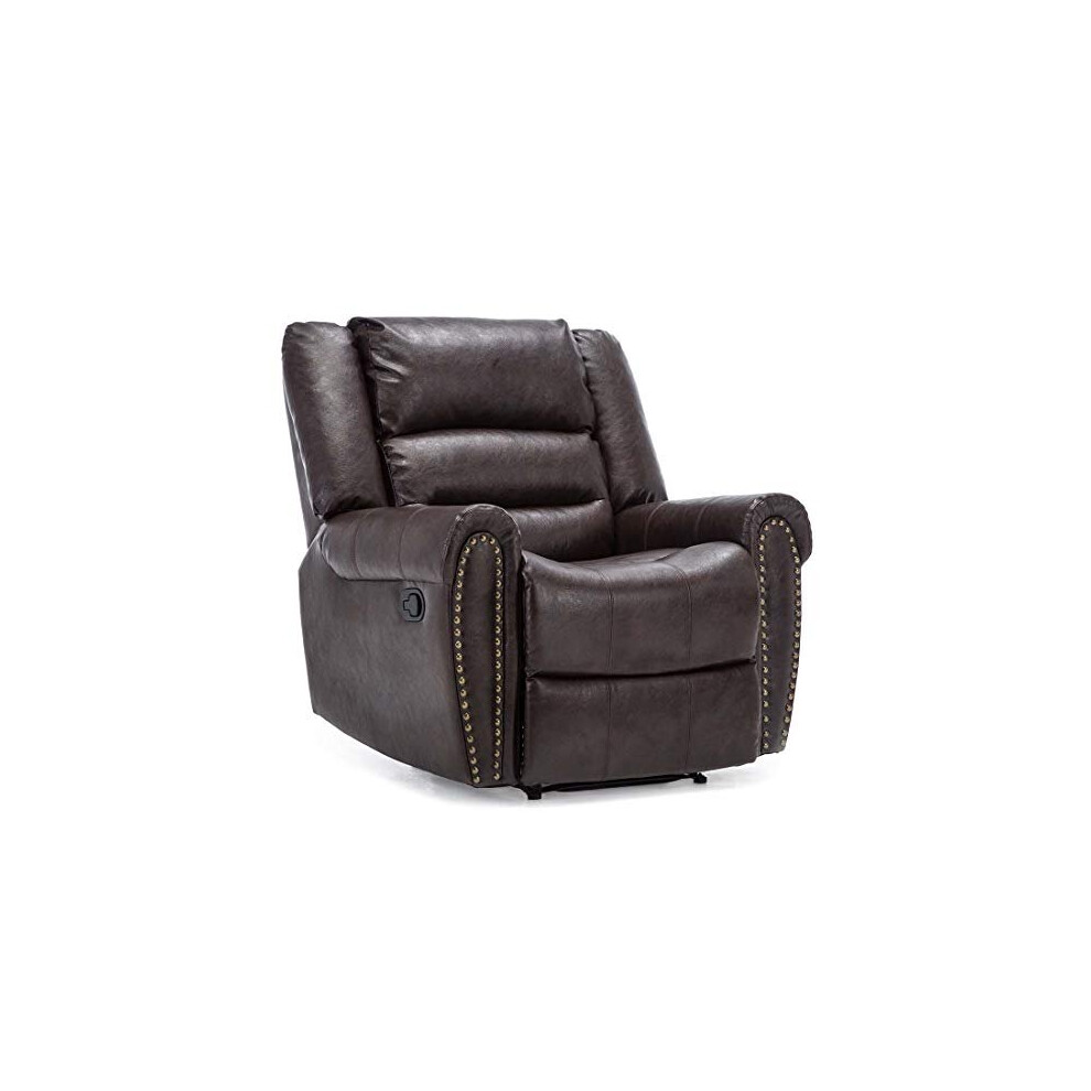 Denver Bonded Leather Manual Recliner Stud Sofa Home Lounge Chair