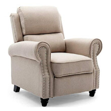 (Beige) Duxford Fabric Pushback Recliner Armchair Sofa Occasional Chair Cinema