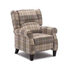 (Beige) Eaton Wing Back Fireside Herringbone Fabric Recliner Armchair Sofa Chair Reclining Cinema