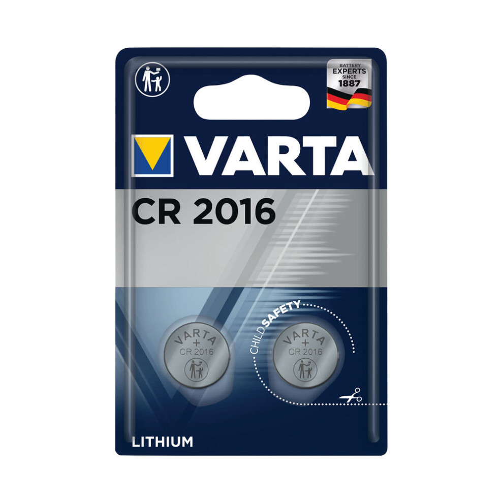 Varta CR2016 Lithium Coin Cell Battery Pack of 2 06016101402 VR74638