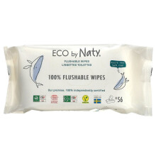 Naty, 100% Flushable Wipes, Fragrance Free , 56 Wipes