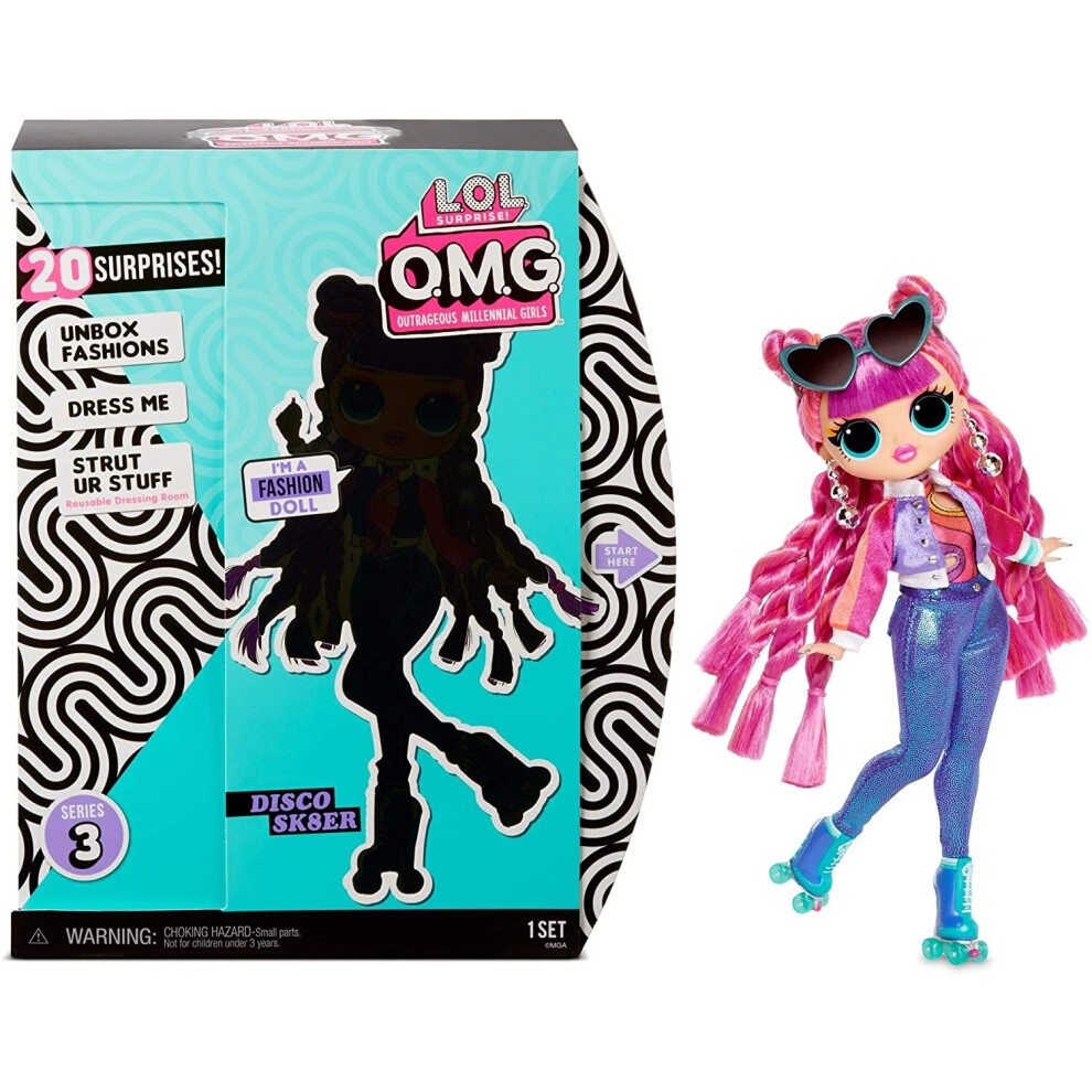 LOL Surprise Collectable Fashion Dolls for Girls - With 20 Surprises and Accessories - Roller Chick - OMG Series 3