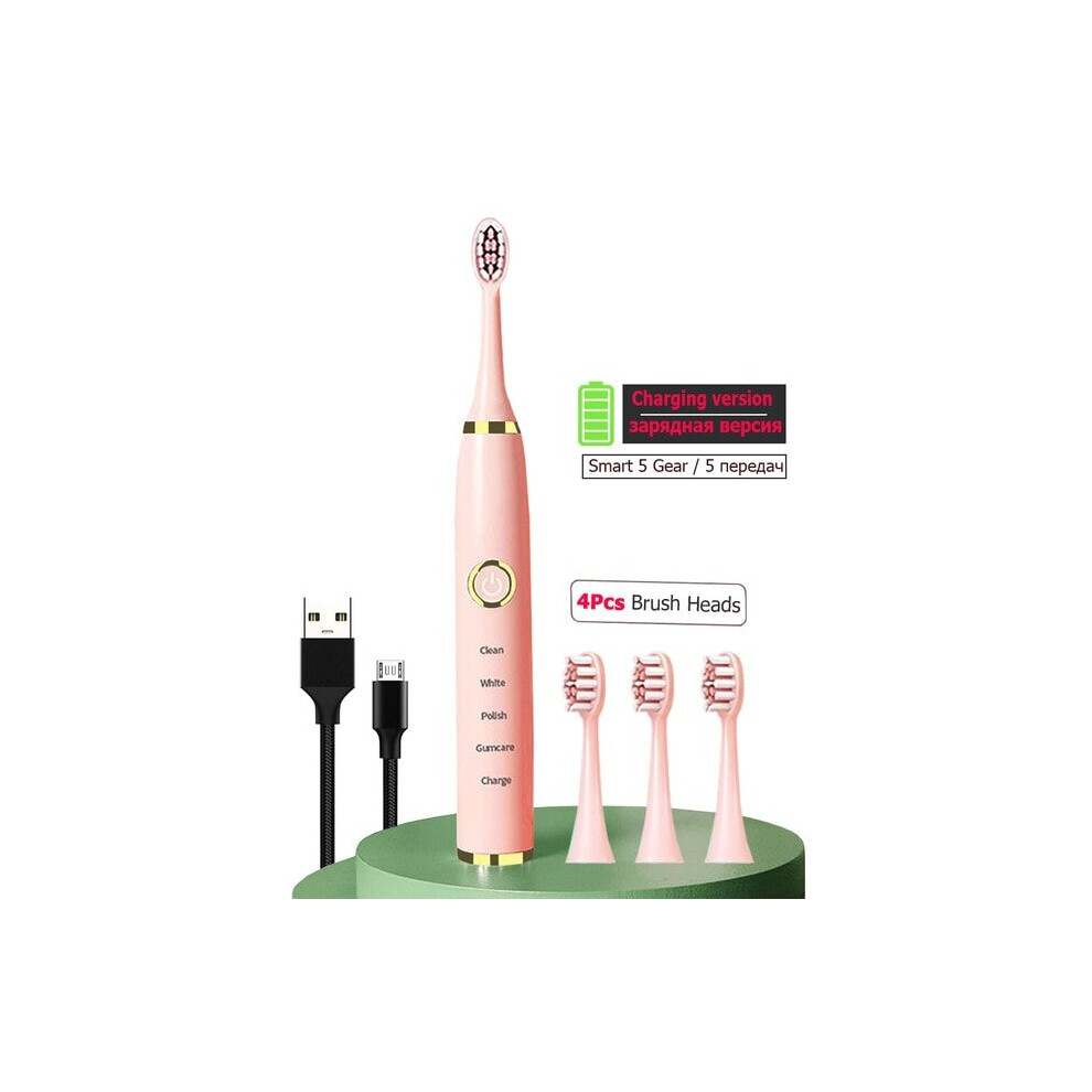 Hgo Pink Sonic Electric Toothbrushes For Adults(Pink)