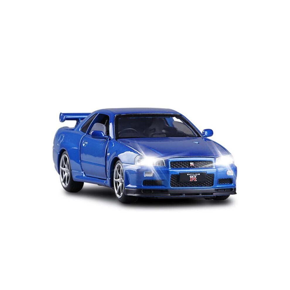 1/32 Alloy R34 SKYLINE GTR Toy Car Model(Blue)