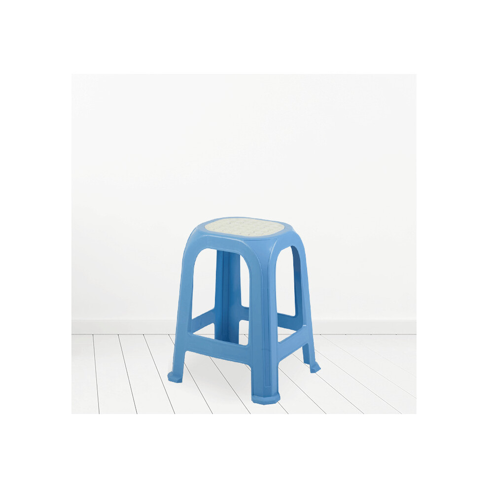 (Blue) Large Tall Plastic Stool Stackable Outdoor Indoor Garden Chair Stool NEW UK