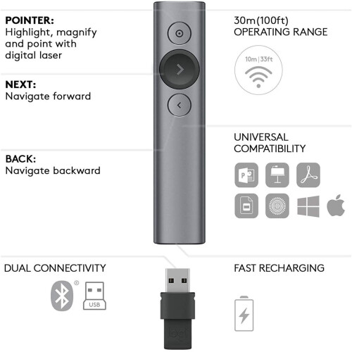 Logitech Logitech Spotlight Advanced Presentation Remote - Gray 1