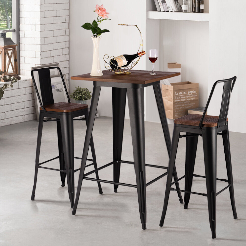 (table + 2pcs chairs) Industrial Style Bar Table & High Chairs Metal Dining Set