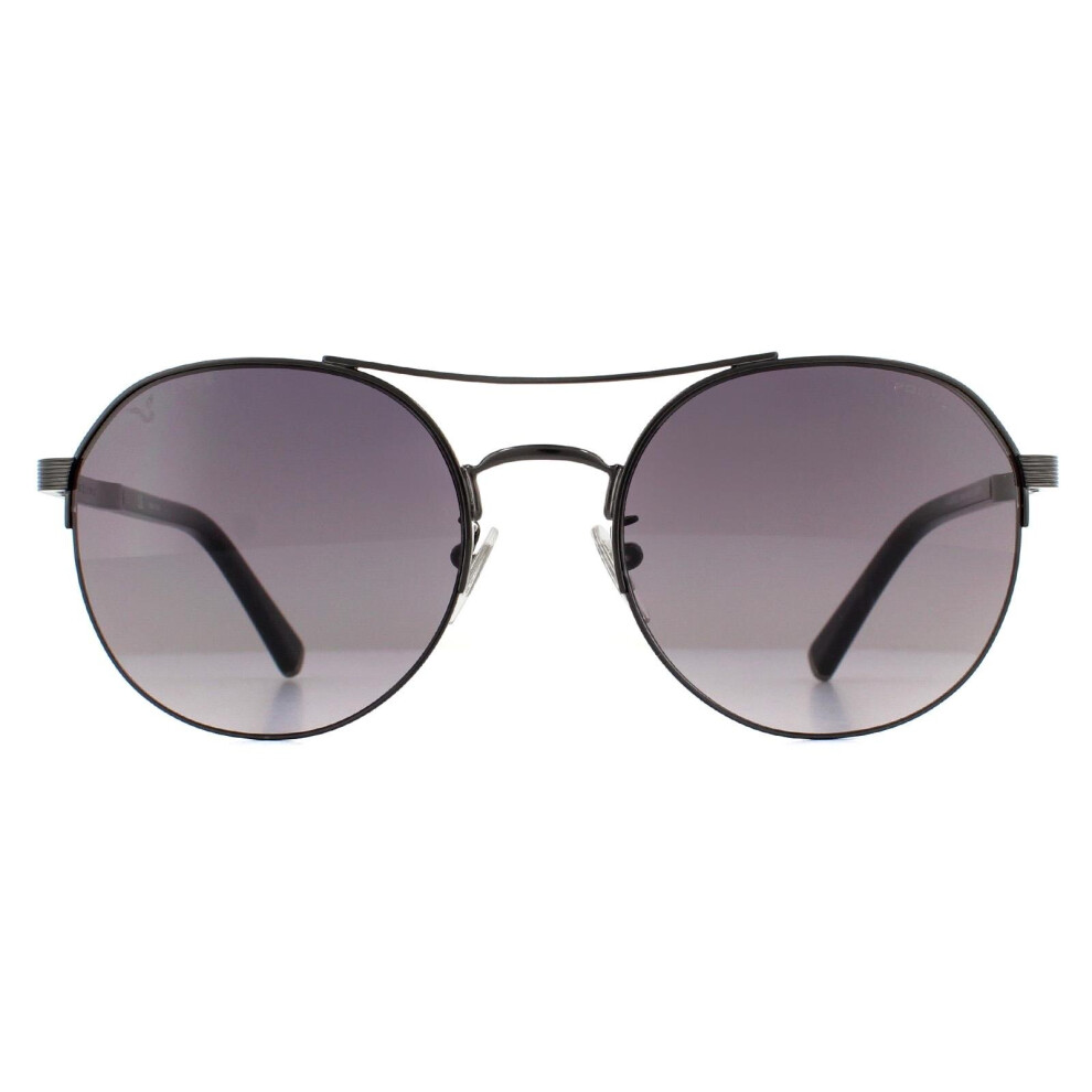 Police Sunglasses Spla24 Lewis 03 0568 Shiny Gunmetal Smoke Gradient Grey
