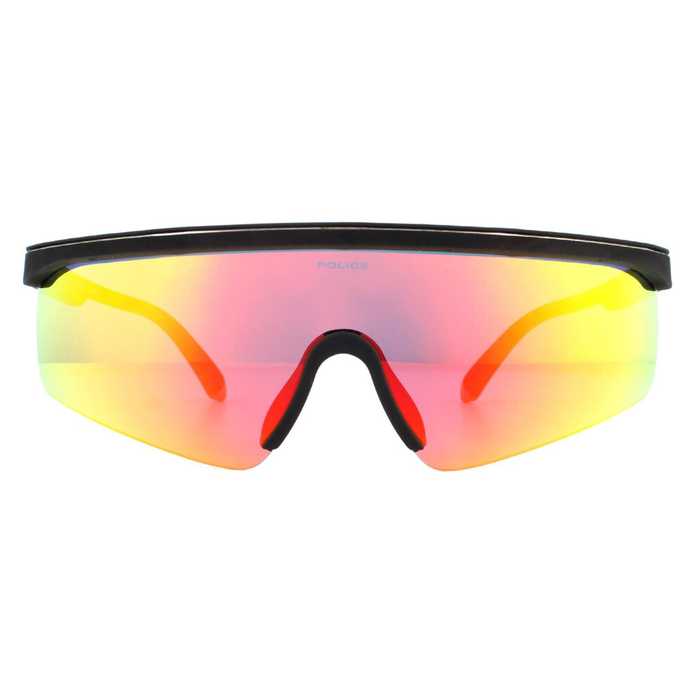 Wrap Rubberised Black Red Mirror Sunglasses