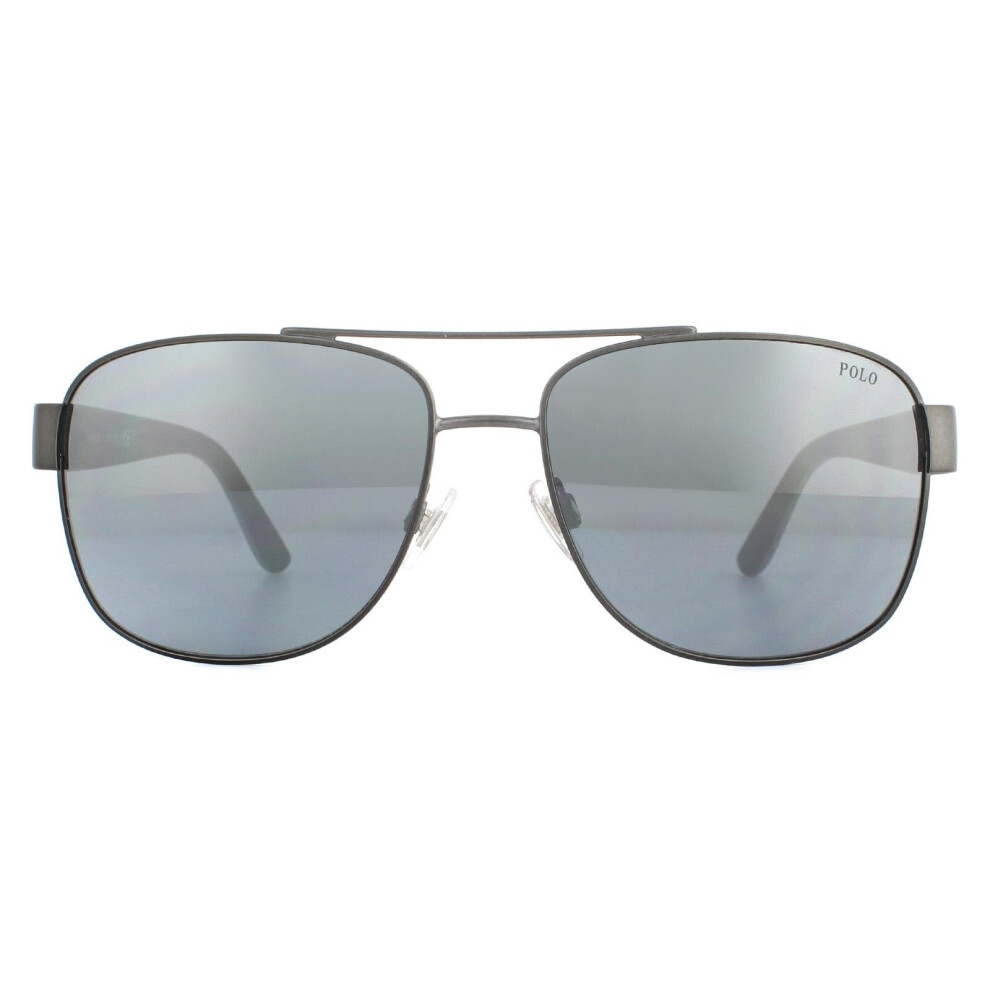 Polo Ralph Lauren Sunglasses PH3122 91576G Matte Dark Gunmetal Light Grey Mirror