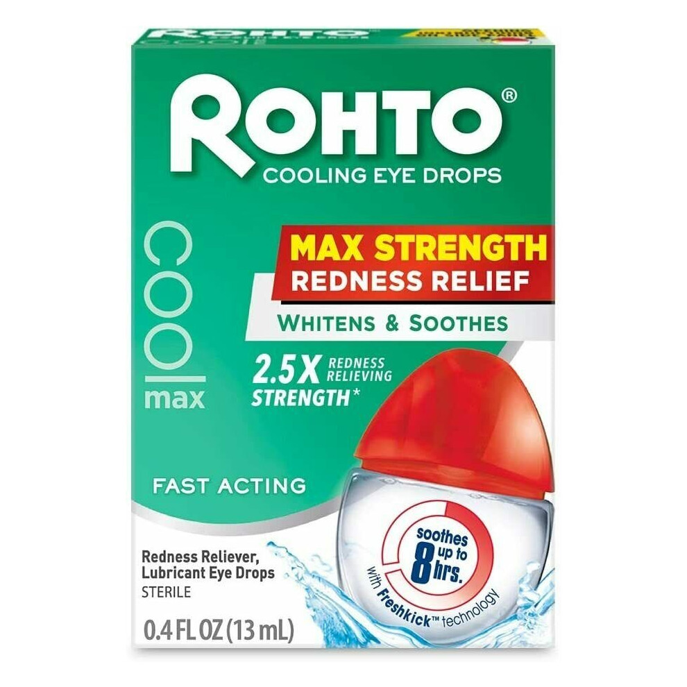 Rohto Max Strength Redness Relief Eye Drops - 0.4 Fl Oz