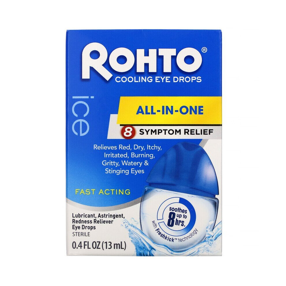 Rohto Ice All-in-One Multi-Symptom Relief Cooling Eye Drops - 0.4 Fl Oz