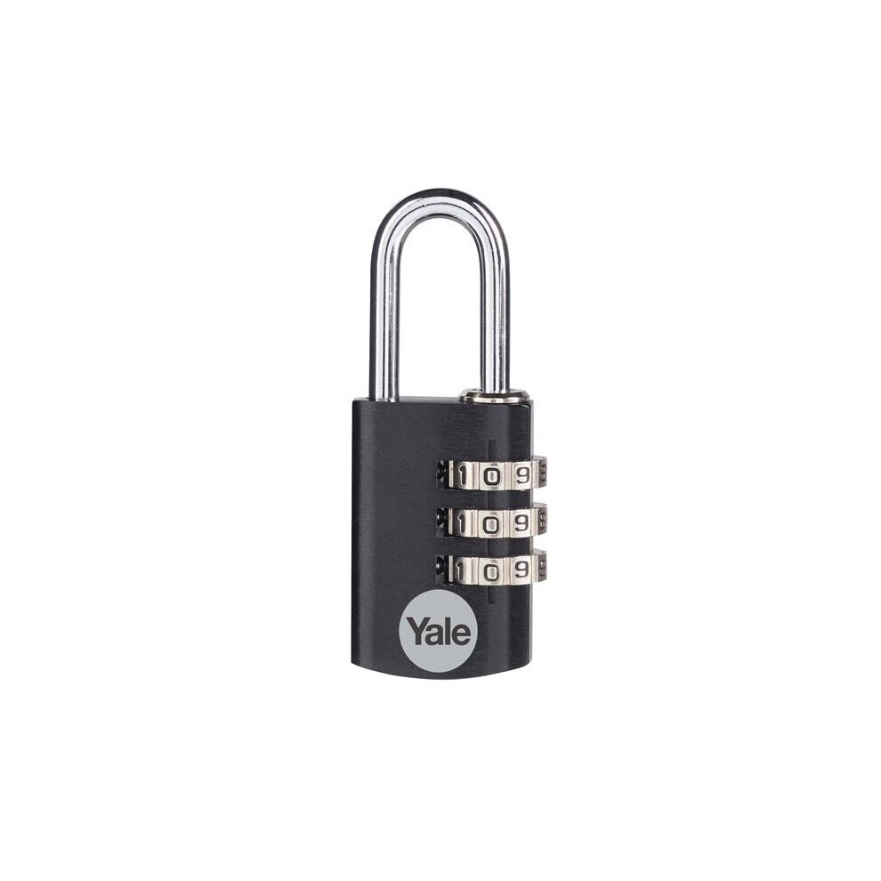 Yale Locks Aluminium Combination Padlock 28mm YE3CB/28/126/1/BK