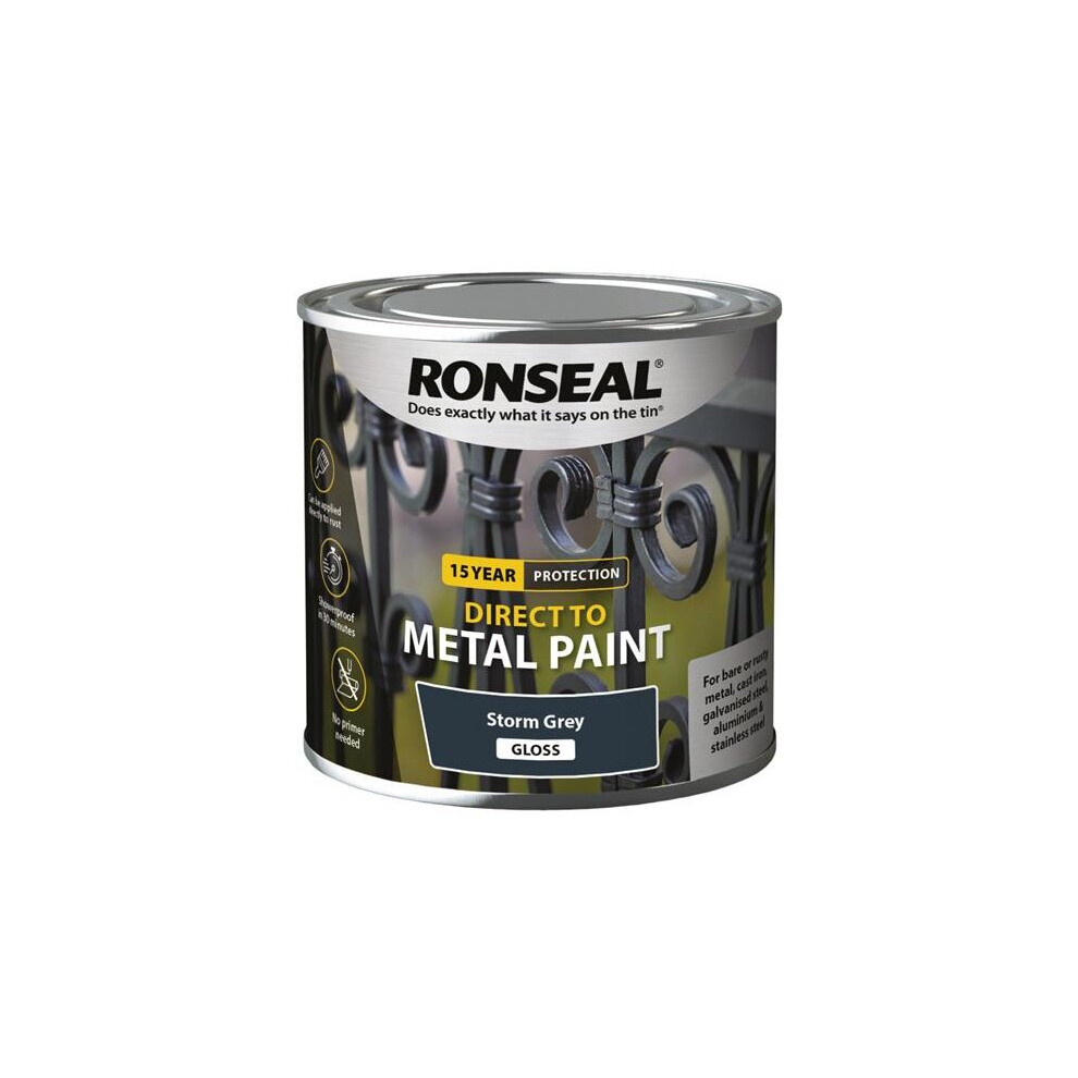 Ronseal Direct to Metal Paint Storm Grey Gloss 250ml 39190