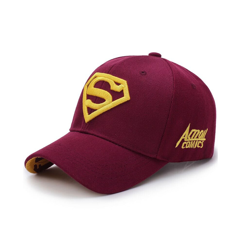 (Wine) Superman Cap Snapback Hat Baseball Unisex Caps
