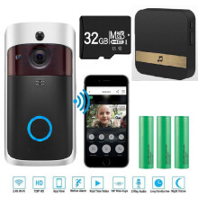 (Whole Full Kit(Black)) Wireless Video Doorbell Camera WiFi Smart Doorring