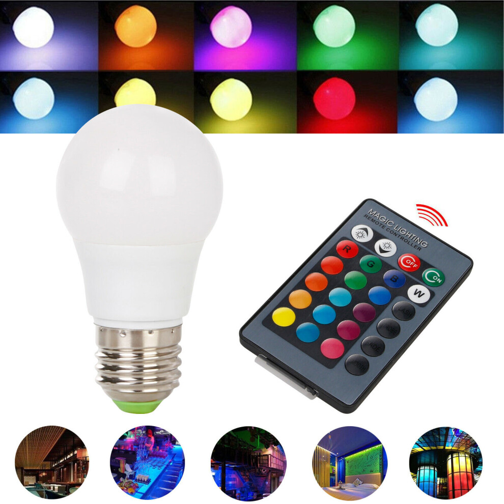 (10W) 16 Color Changing RGB LED Light Bulb + Remote Control E27 3W 5W 8W 12W