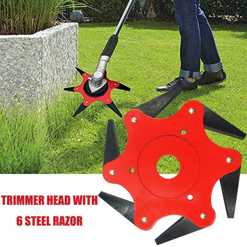 6 Teeth Grass Cutter Head Steel Blade Trimmer Garden Lawn Cut