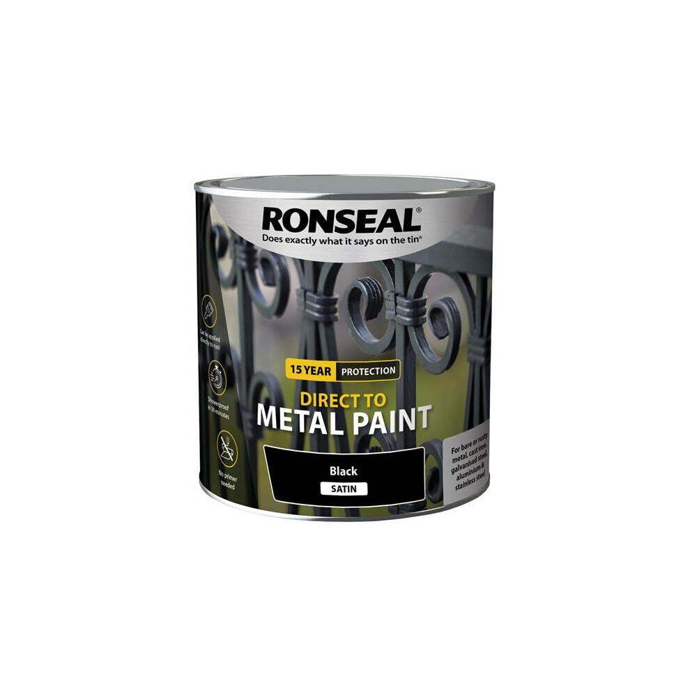 Ronseal Direct To Metal Paint Black Satin 2.5 Litre 39213