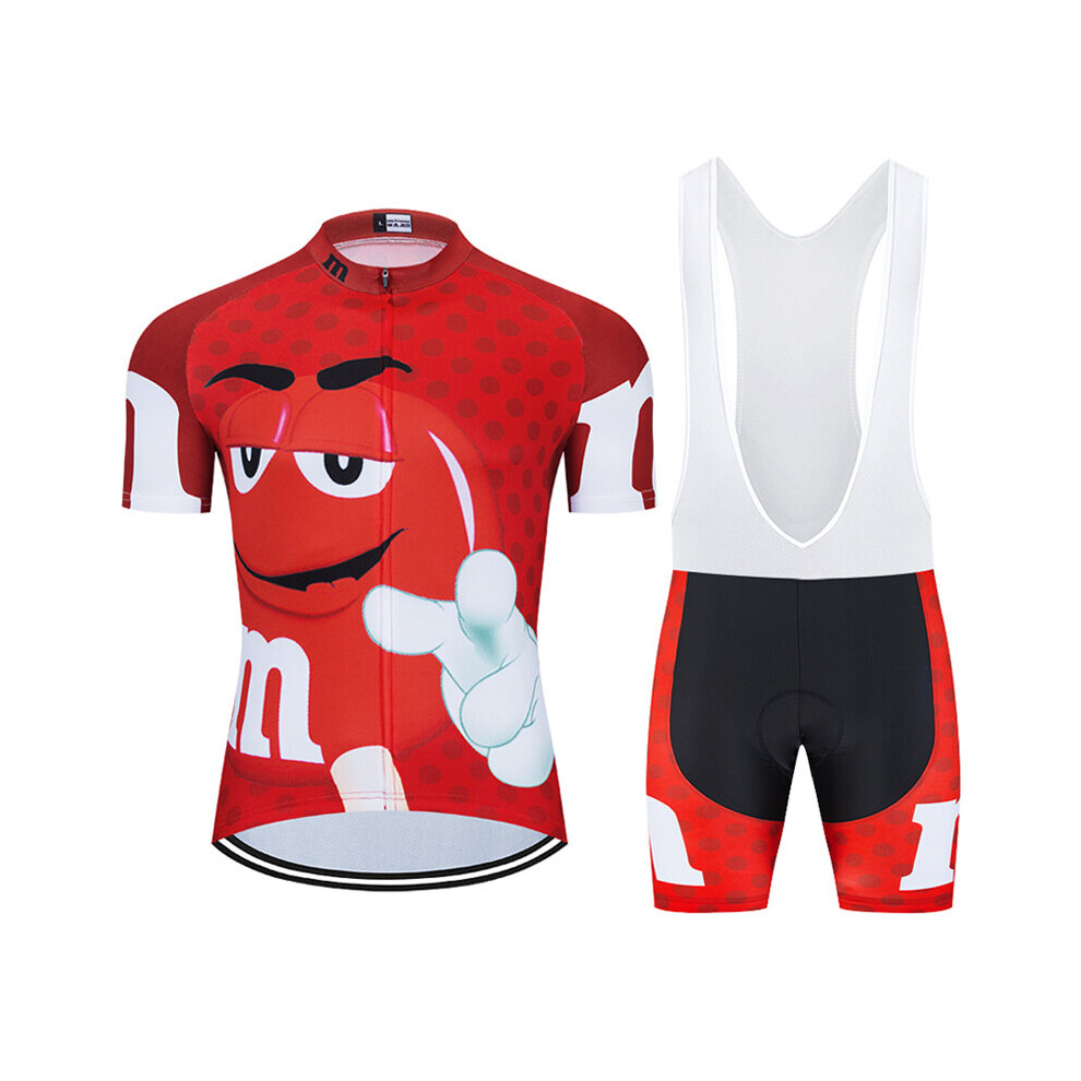 (L) Cycling Jersey Sweatshir Men Short Sleeve t+Bib Shorts Set