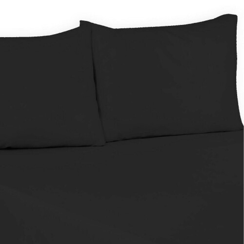 (Black, Double) 100% Polycotton Flat Bed Sheets Percale Super Quality Comfortable & Soft Colourful Collection in All Sizes