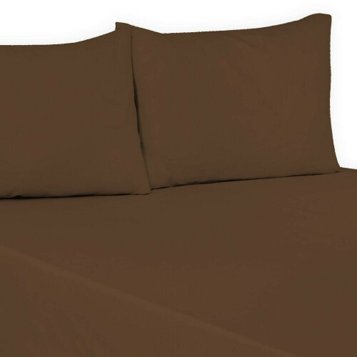 (Chocolate, Single) 100% Polycotton Flat Bed Sheets Percale Super Quality Comfortable & Soft Colourful Collection in All Sizes
