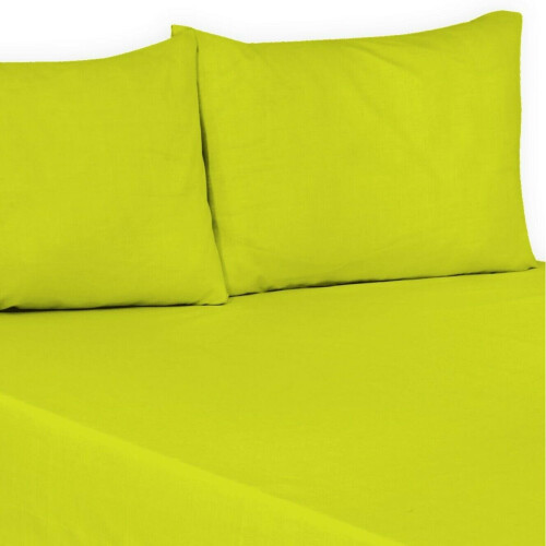 (Lime Green, Single) 100% Polycotton Flat Bed Sheets Percale Super Quality Comfortable & Soft Colourful Collection in All Sizes